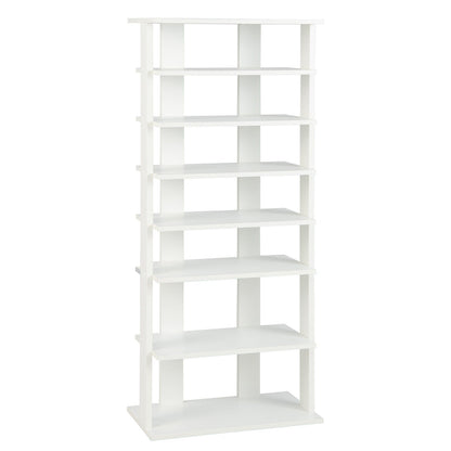 7-Tier Dual Shoe Rack Free Standing Shelves Storage Shelves Concise-Black