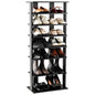 7-Tier Dual Shoe Rack Free Standing Shelves Storage Shelves Concise-Black