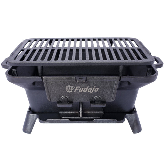 Oval Cast Iron Grill Outdoor Portable Charcoal Tabletop Skillet