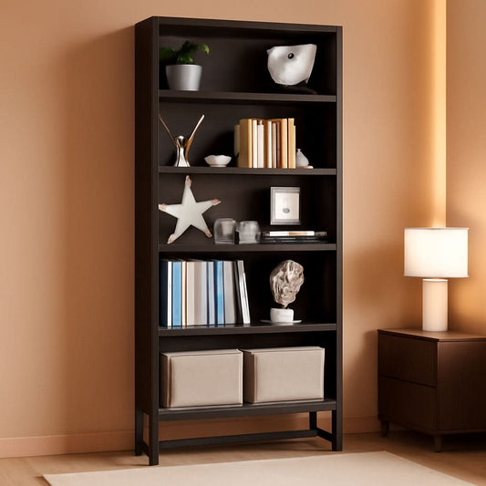 Tall Bookcase And Bookshelf 70.8 Inch Sandalwood Shelving