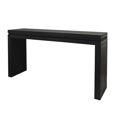 64" Black Console Table with Beaded Trim | Modern Entryway & Sofa Table Engineered Wood, Elegant Black Finish