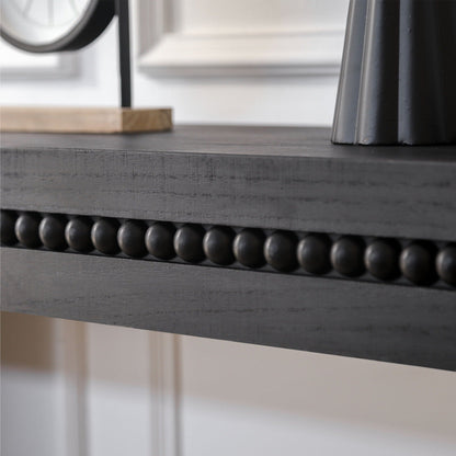64" Black Console Table with Beaded Trim | Modern Entryway & Sofa Table Engineered Wood, Elegant Black Finish