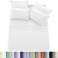 6pc Solid Sheet Set, Embroidered & Plain Pillowcases