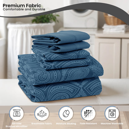 6Pc Paisley Sheet Set – Soft Microfiber