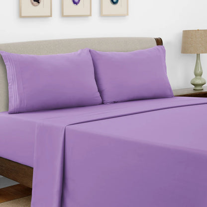 Bed Sheet Set - 4 PC - Embroidered Pillowcases