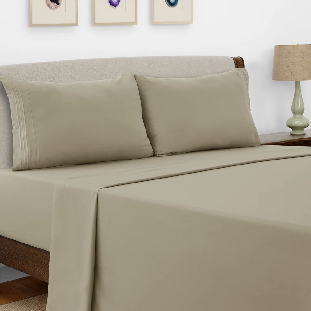 Bed Sheet Set - 4 PC - Embroidered Pillowcases