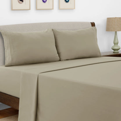 Bed Sheet Set - 4 PC - Embroidered Pillowcases