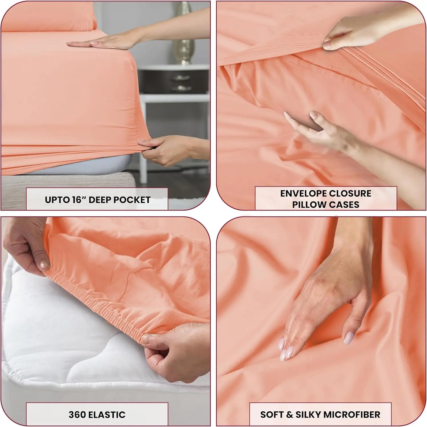 Bed Sheet Set - 4 PC - Embroidered Pillowcases