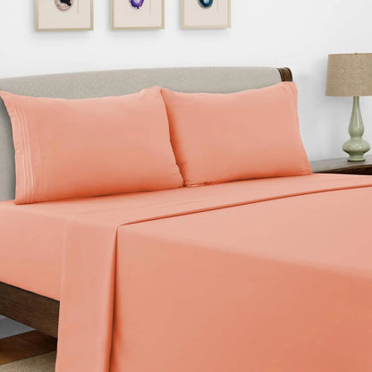 Bed Sheet Set - 4 PC - Embroidered Pillowcases