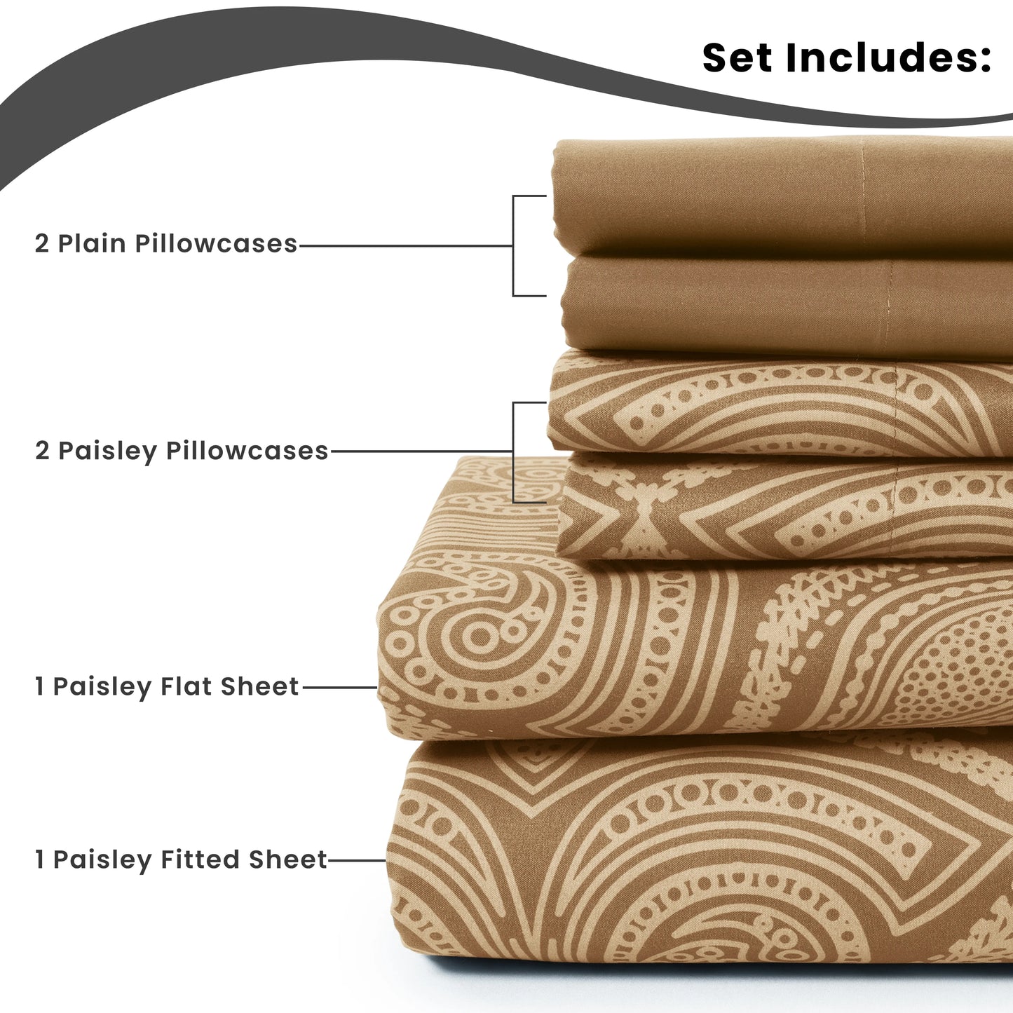 6Pc Paisley Sheet Set, Soft Microfiber