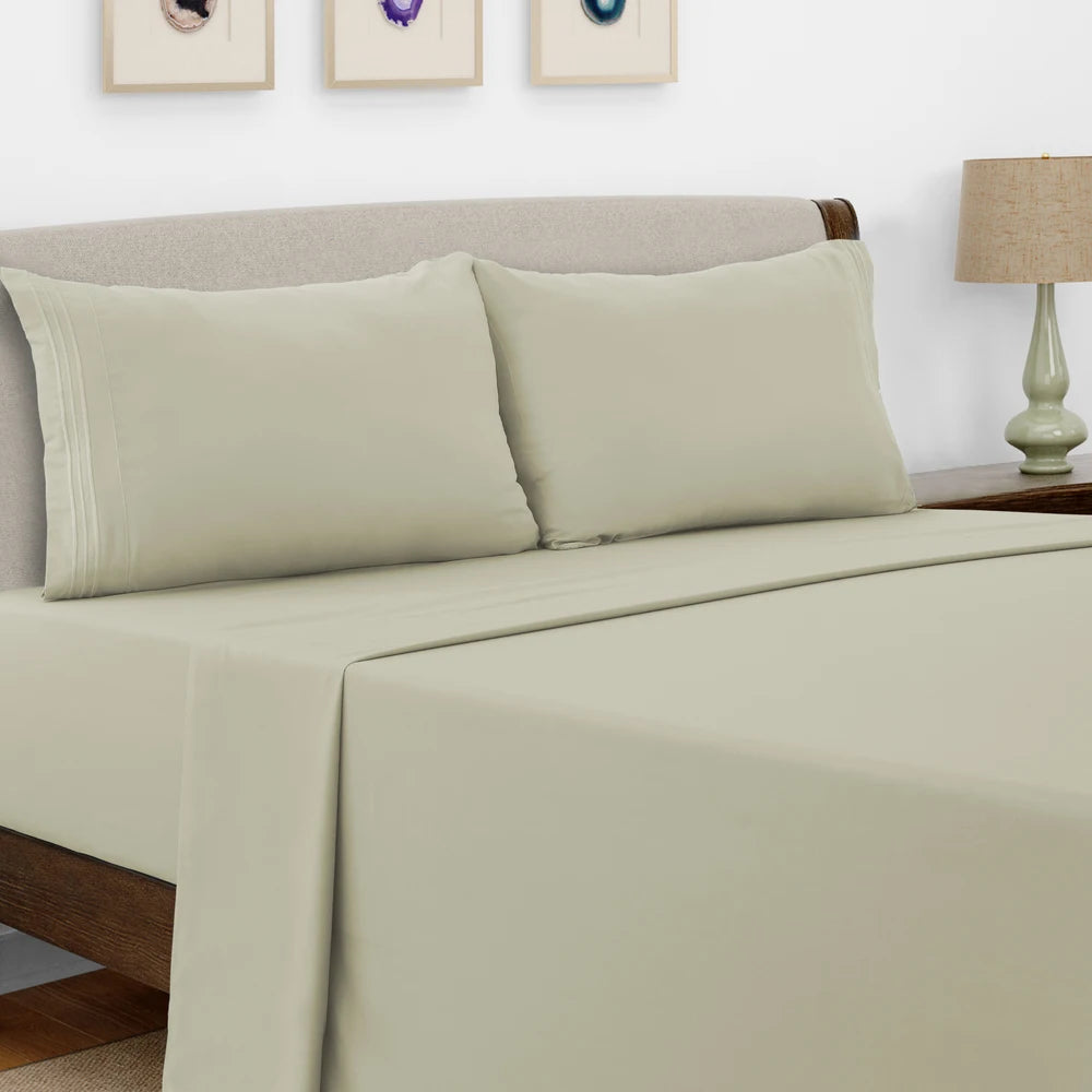 Bed Sheet Set - 4 PC - Embroidered Pillowcases