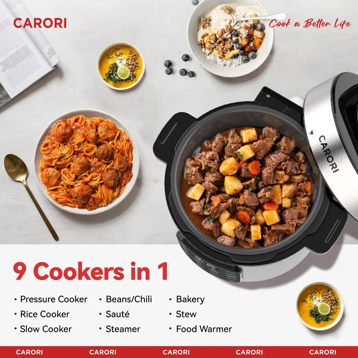 Pressure Cooker 6QT Stainless Steel – 12-in-1 Multi Cooker