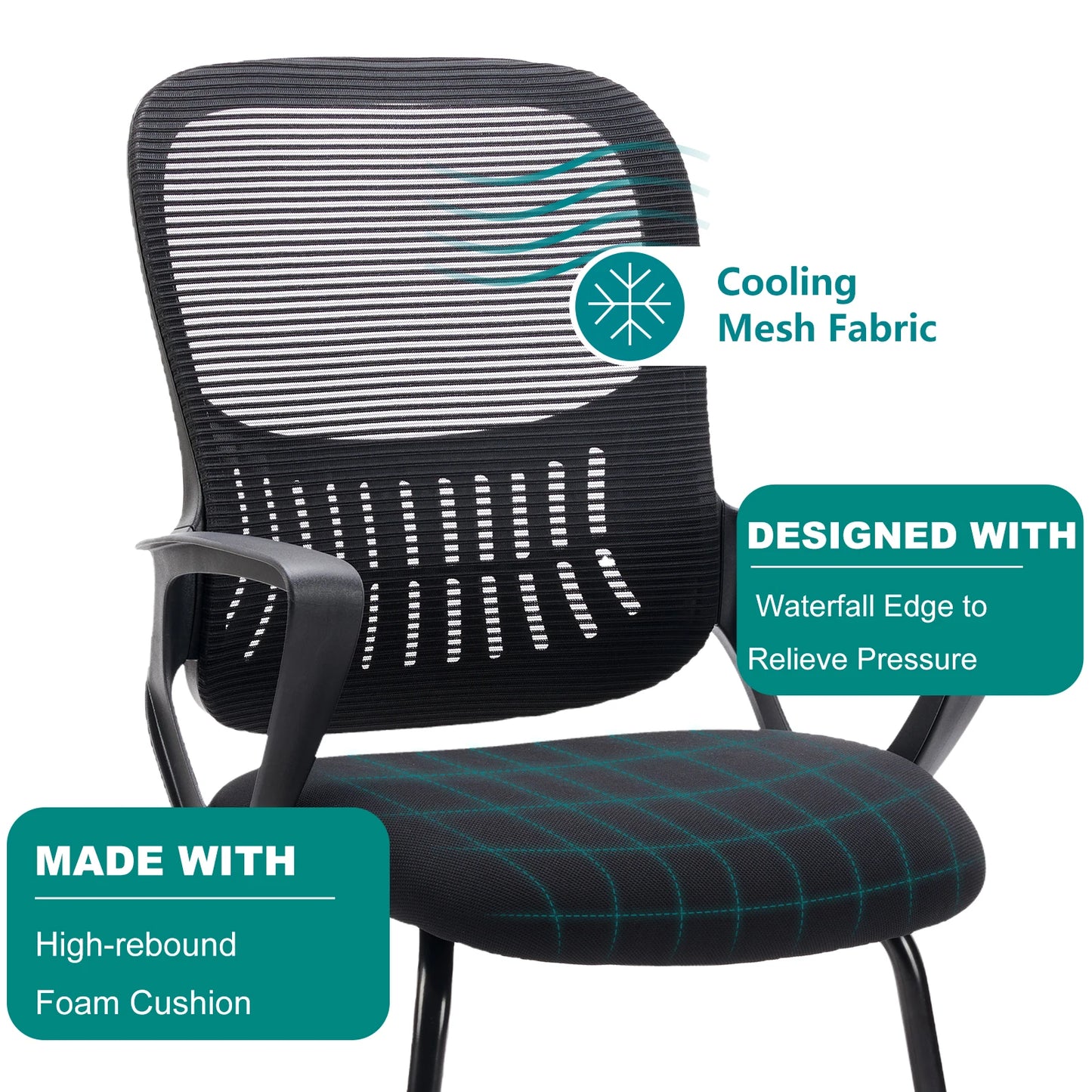 Ergonomic Office Chair No Wheels with Armrest