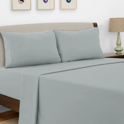 Bed Sheet Set - 4 PC - Embroidered Pillowcases