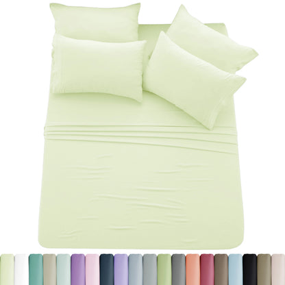 6pc Solid Sheet Set, Embroidered & Plain Pillowcases