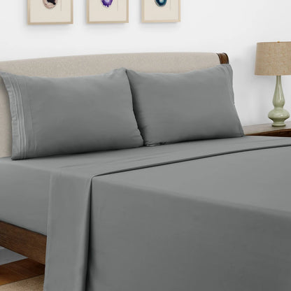 Bed Sheet Set - 4 PC - Embroidered Pillowcases