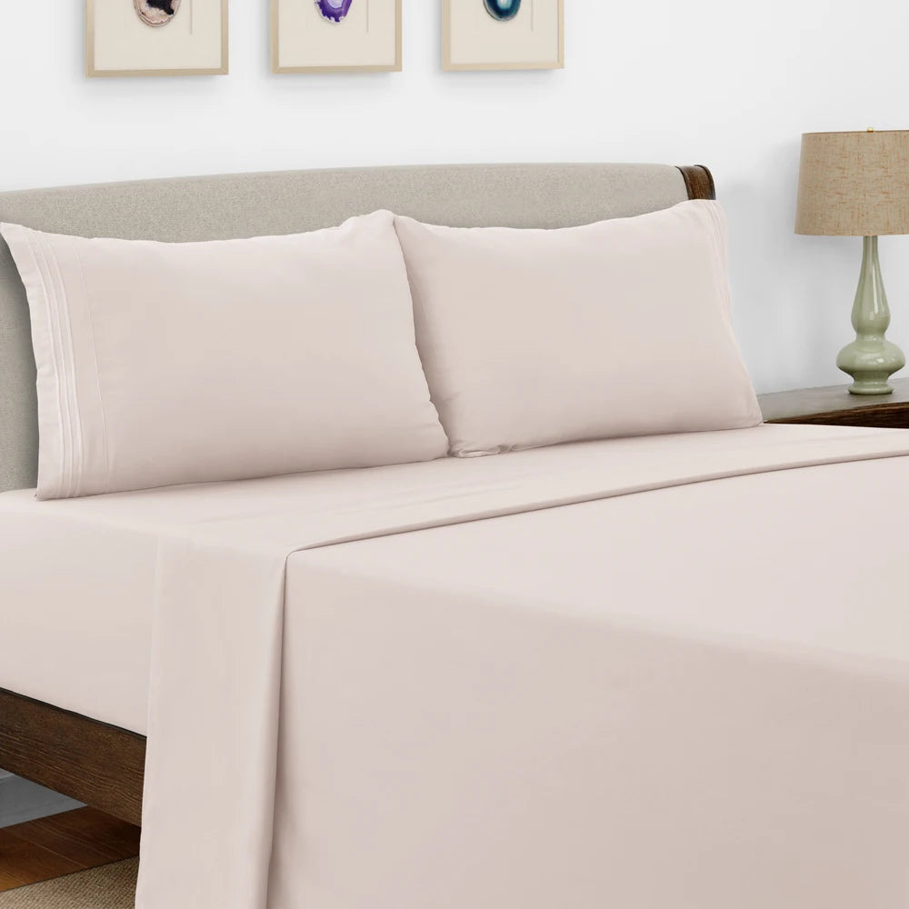 Bed Sheet Set - 4 PC - Embroidered Pillowcases