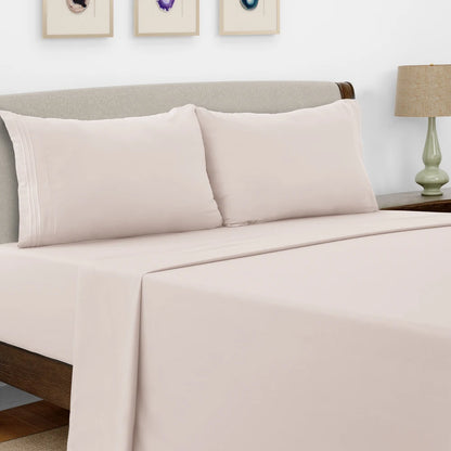 Bed Sheet Set - 4 PC - Embroidered Pillowcases