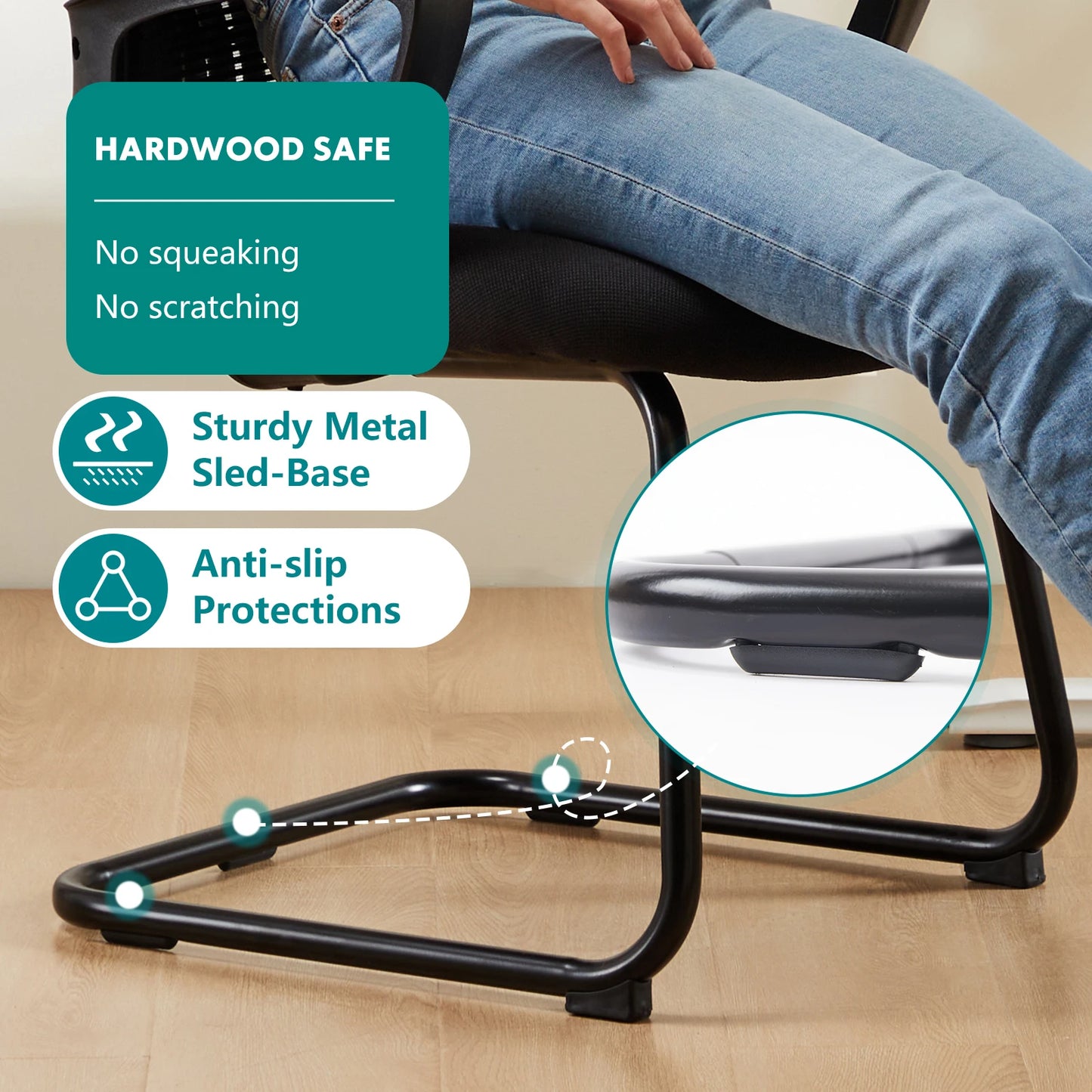 Ergonomic Office Chair No Wheels with Armrest