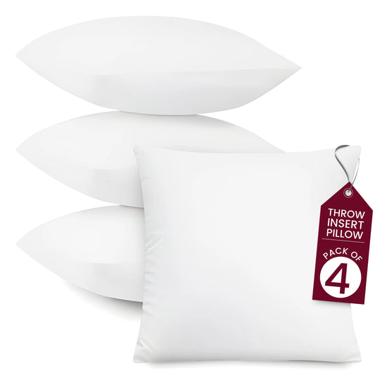 Throw Pillow Inserts – Set of 4 Soft Square Cushions