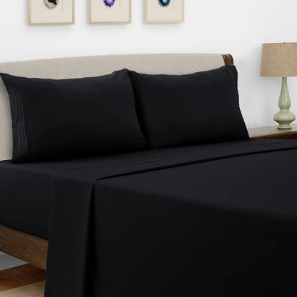 Bed Sheet Set - 4 PC - Embroidered Pillowcases