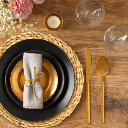 Set of 12 Natural Woven Placemats Round