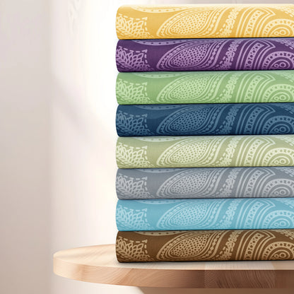 6Pc Paisley Sheet Set, Soft Microfiber