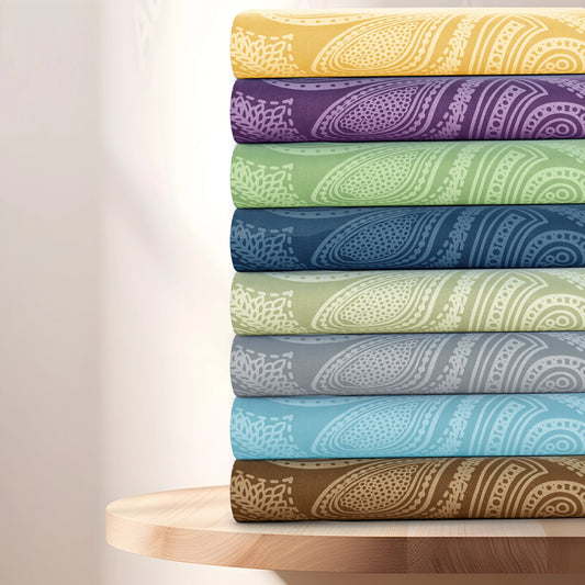 6Pc Paisley Sheet Set, Soft Microfiber