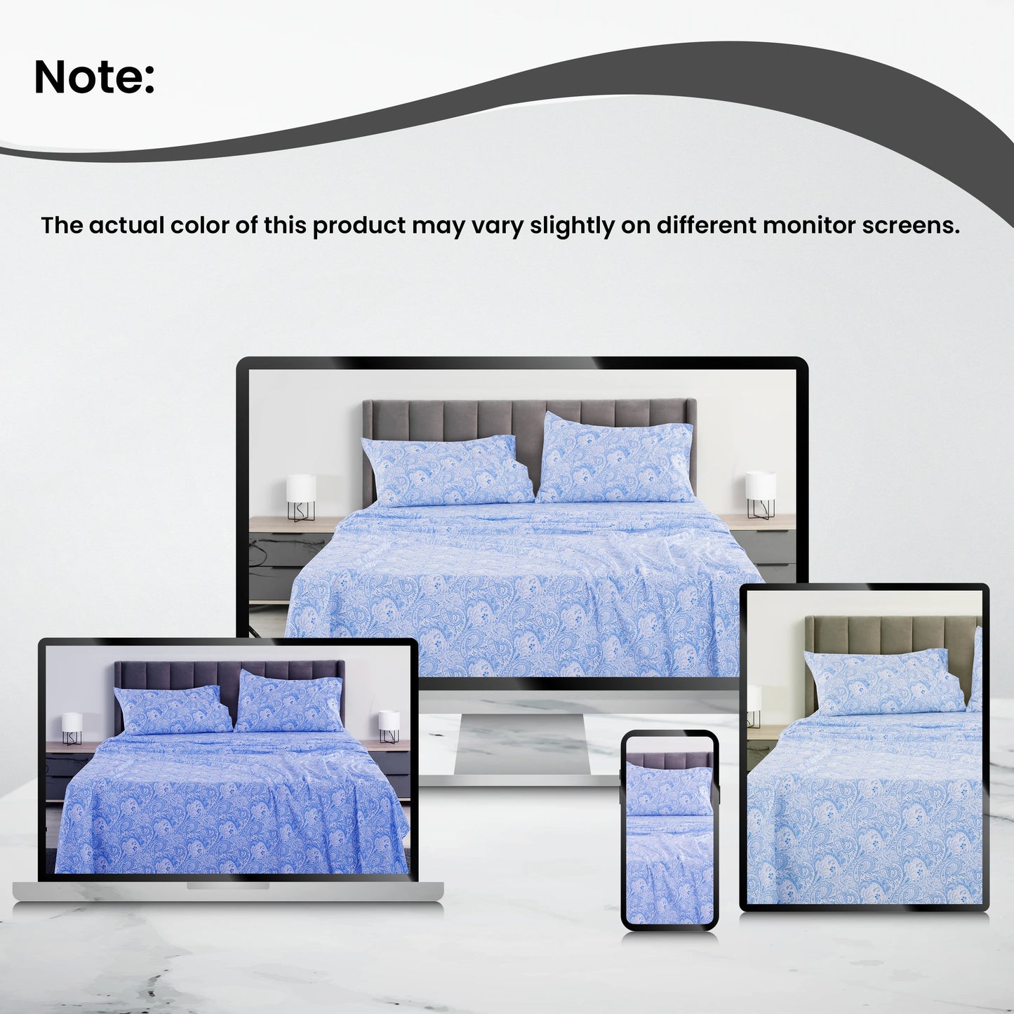 6Pc Paisley Sheet Set, Soft Microfiber