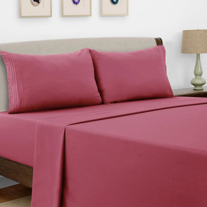 Bed Sheet Set - 4 PC - Embroidered Pillowcases