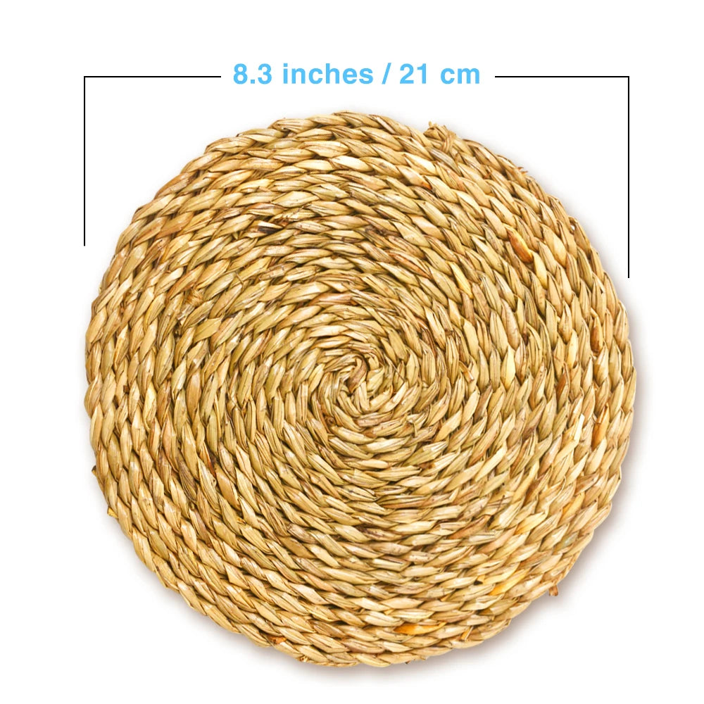 Set of 12 Natural Woven Placemats Round