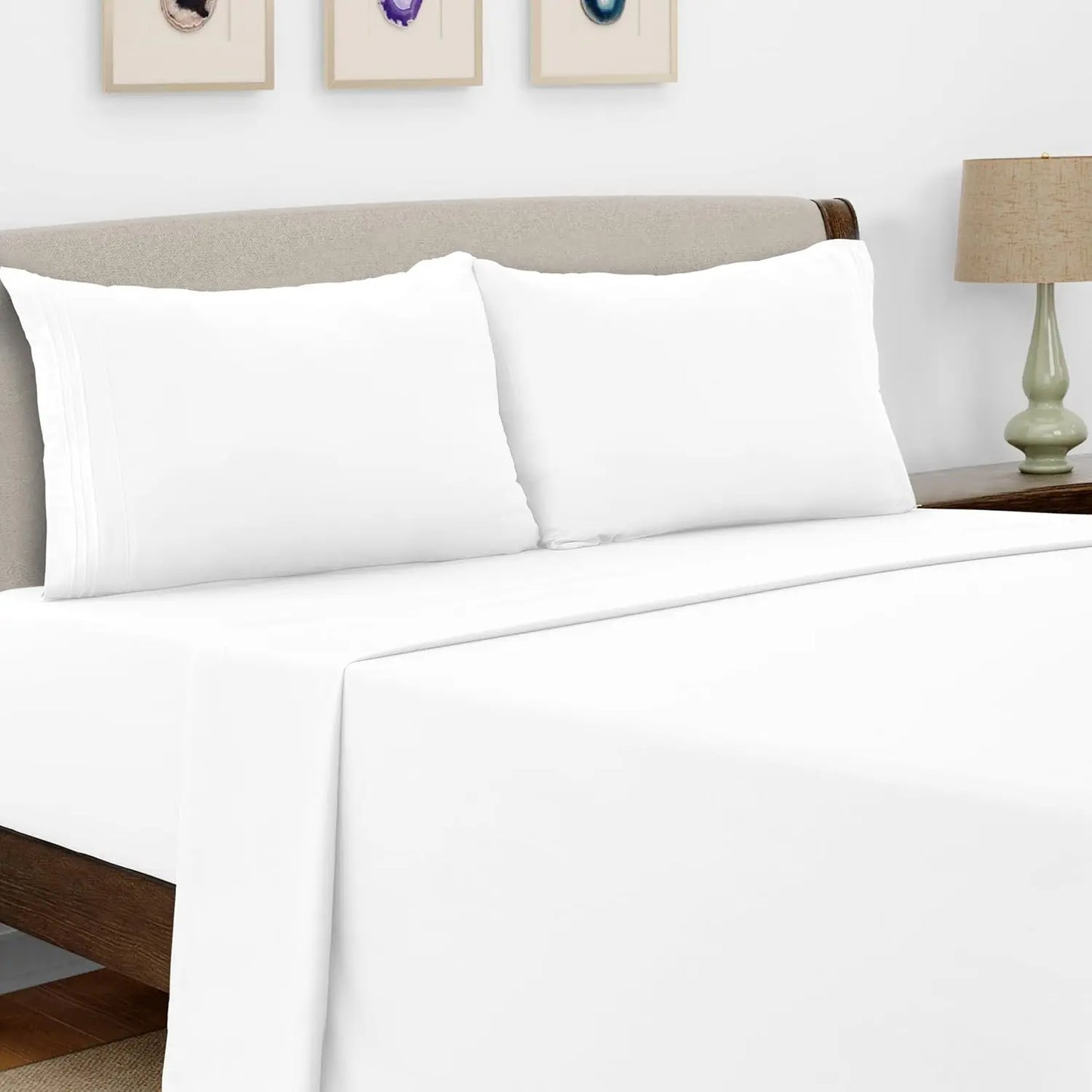 Bed Sheet Set - 4 PC - Embroidered Pillowcases