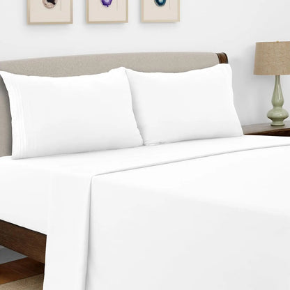 Bed Sheet Set - 4 PC - Embroidered Pillowcases