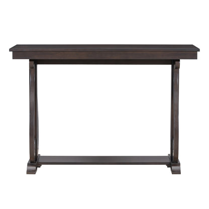 48-Inch Rustic Vintage Console Table --- Farmhouse Style Entryway Table with Open Shelf and Sturdy Construction  (Espresso)