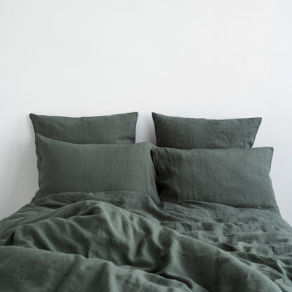 Linen Tales Forest Green Linen Duvet Cover Set