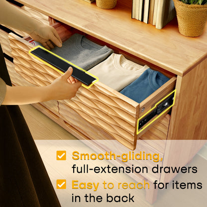 Elara Solid Wood Dresser with 6 Drawers