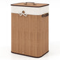 19 Gal Rectangle Laundry Basket Bamboo Clothes Hamper with Handles and Lid