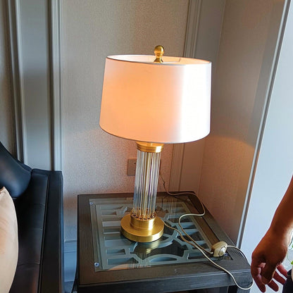 Round Metal Glass Table Lamp