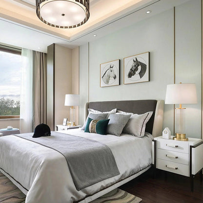 Round Metal Glass Table Lamp