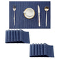 Blue Placemats Set of 12 Heat Resistant NonSlip Place mats for Dining Table, Washable Durable PVC Vinyl Woven Table MatsBlue, 12