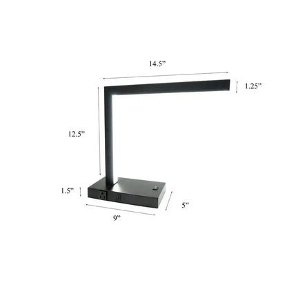 LED Table Lamp with USB Charging Port and Power Outlet