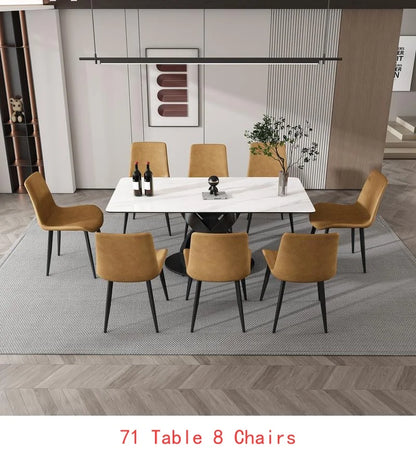71" Rectangular Dining Table with Centered Stone Top