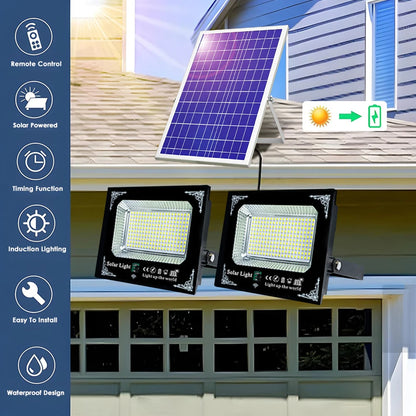 Powerful Led Solar Light High Bright 2 Head 6000mah Flood Light