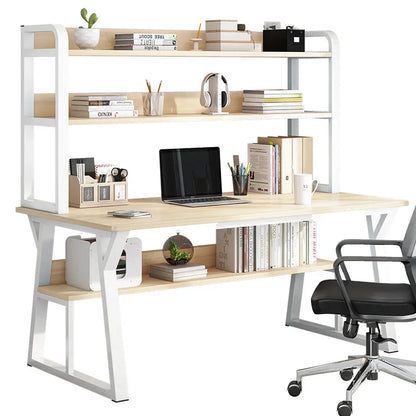 Computer Desk Office Desk Small Home Study Table Bedroom Student Writing Desk Bookshelf Attached Foldable Compact Space Saving