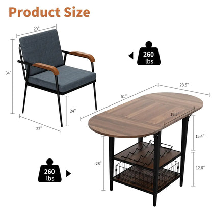 Corner Dining Set Folding Table 3pc, Customized