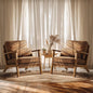 Wide Accent Chair Set of 2,Upholstered Mid Century Modern with Pillow