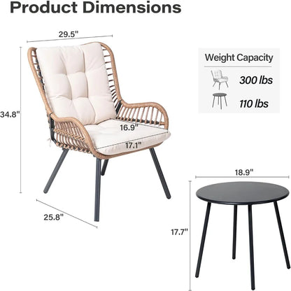 Outdoor Bistro Set, Small Patio Furniture Set with Coffee Table