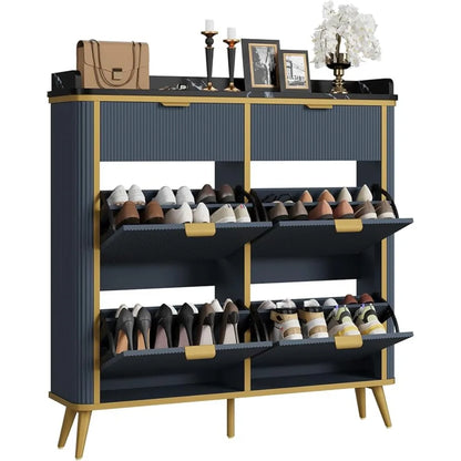 Fluted Shoe Cabinet Storage, Shoe Organizer Cabinet