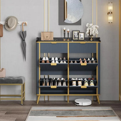 Fluted Shoe Cabinet Storage, Shoe Organizer Cabinet