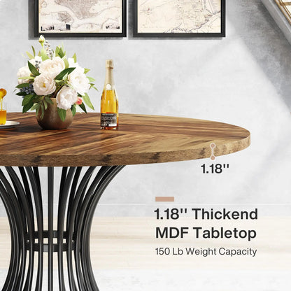 Round Dining Table for 4-6 People, 47-Inch